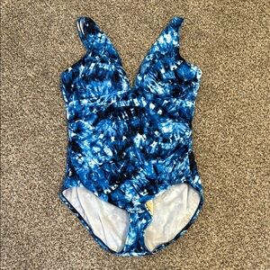 Coastal Blue Oceanic Print Swimsuit Size XL